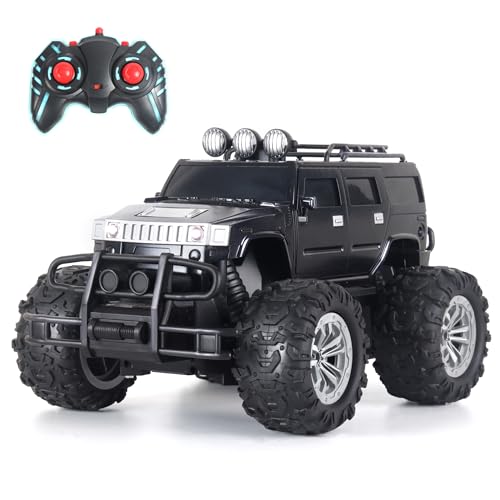 Popsugar Off Roader Rechargeable Remote Control Car | Monster Truck with 2 Speeds | 4 Headlight Modes | Lithium Battery | C-Type Charging | Remote Control Car for Kids | Made in India, Black Mat