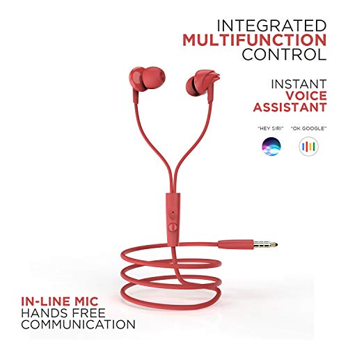 boAt Bassheads 100 in Ear Wired Earphones with Mic(Furious Red)