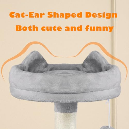 Yaheetech 158cm Multi-level Cat Tree Tower Large Kitten Scratching Posts with Condos/Perches/Hammock Broad-space Kitten Activity Centre, Light Grey