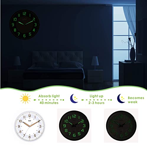 Ajanta 12 Inches Silent Sweep Radium Analog Wall Clock - Night Glow, White Dial - 30x30 cm (P. White)