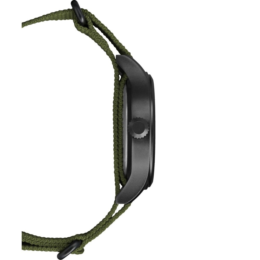 Timex Men's Expedition Scout 40mm Watch – Black Case Cream Dial with Green Fabric Strap