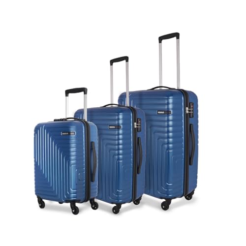 American Tourister Ivy Nxt 3PCSET 4 Spinner Wheels Hard Luggage Polycarbonate Check-in Trolley Bags for Travel with Mounted TSA Lock for Unisex - Blue, Small,Medium, Large, 79 cm