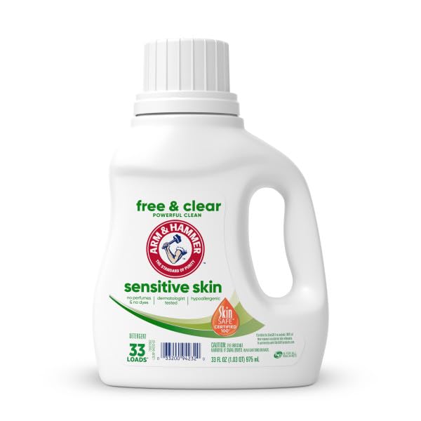 Arm & Hammer Sensitive Skin Free & Clear, 100 Loads Liquid Laundry Detergent, 150 Fl oz