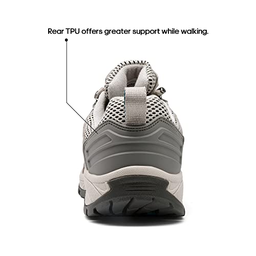 NORTIV 8 Womens Hiking Shoes Lightweight Breathable Mesh Walking Sneakers Outdoor Work Shoes, Light Grey - 7 (SNHS222W)