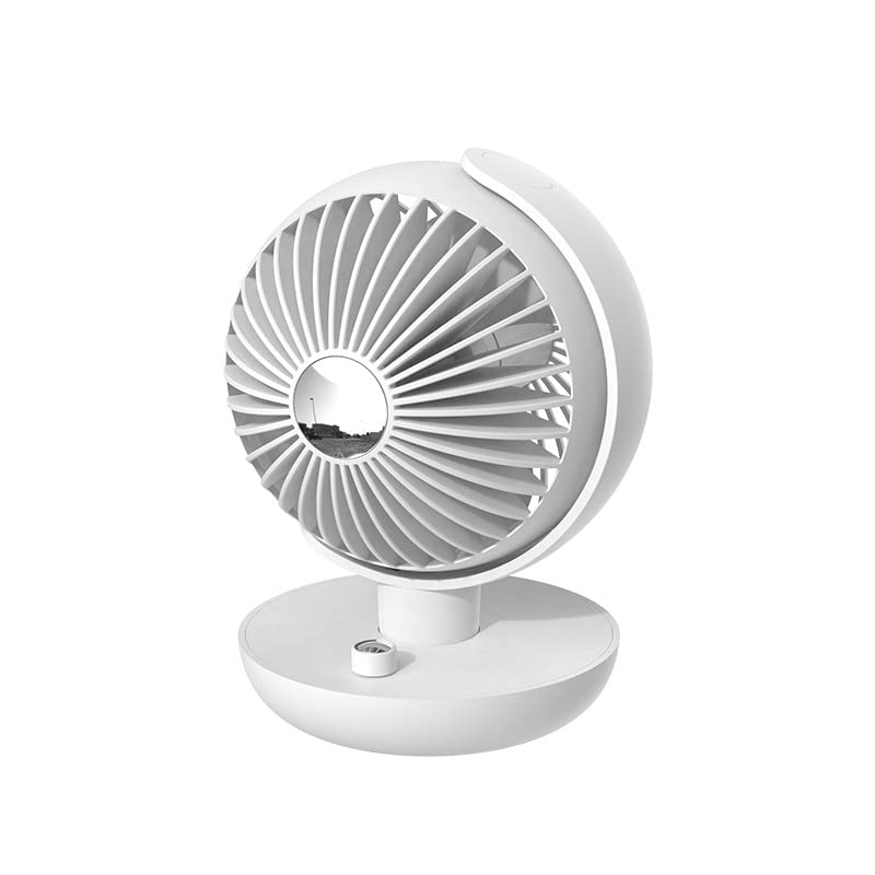 Desk Fan, 5600mAh Adjustable Angle Battery Operated Fan with 3 Wind Speed Safety Child Lock Low Power Reminder, Low Nosie Portable Fan for Bedroom Home Office (White)