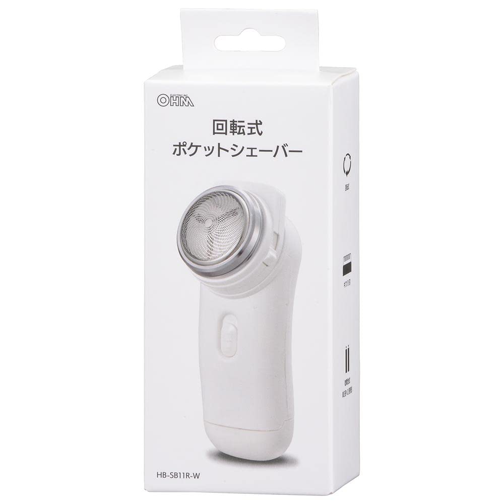 Ohm Electric Shaver, Rotating Pocket Shaver, Battery-operated, Men's Shaver, Electric Shaver, Electric Shaver, HB-SB11R-W 00-5897 OHM