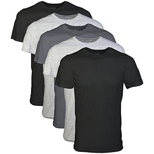 Gildan Men's Crew T-Shirts, Multipack, Style G1100, Navy/Heather Navy/Indigo Blue (5-Pack), Large