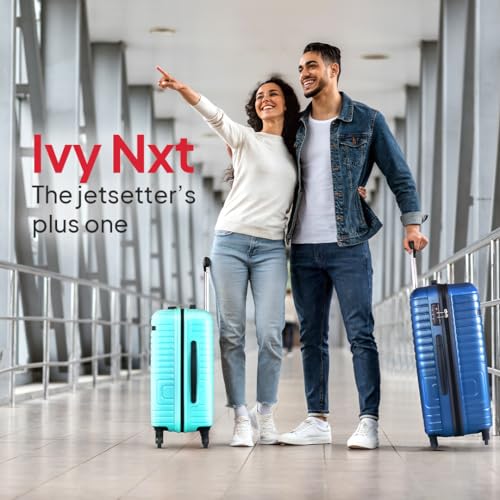 American Tourister Ivy Nxt 3PCSET 4 Spinner Wheels Hard Luggage Polycarbonate Check-in Trolley Bags for Travel with Mounted TSA Lock for Unisex - Blue, Small,Medium, Large, 79 cm