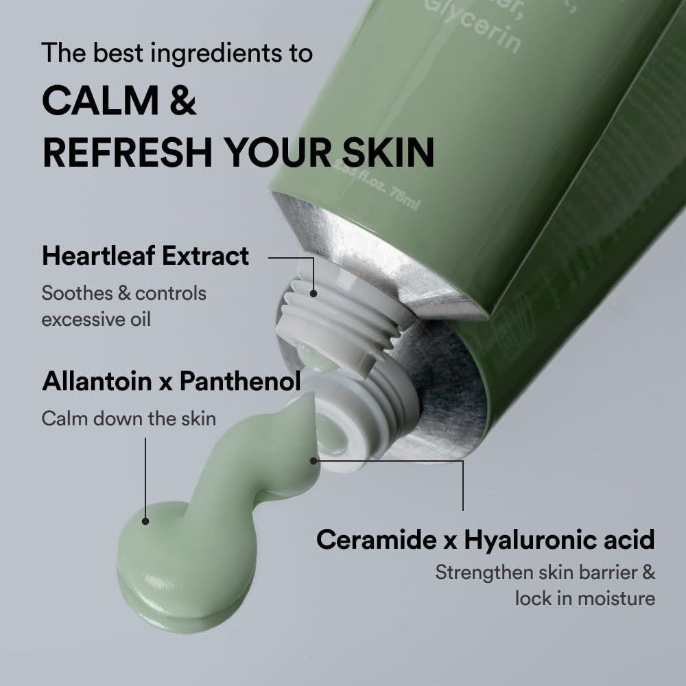 Abib Heartleaf Cream Calming Tube 2.53 fl oz I Korean Skincare Moisturizer for Soothing, Redness