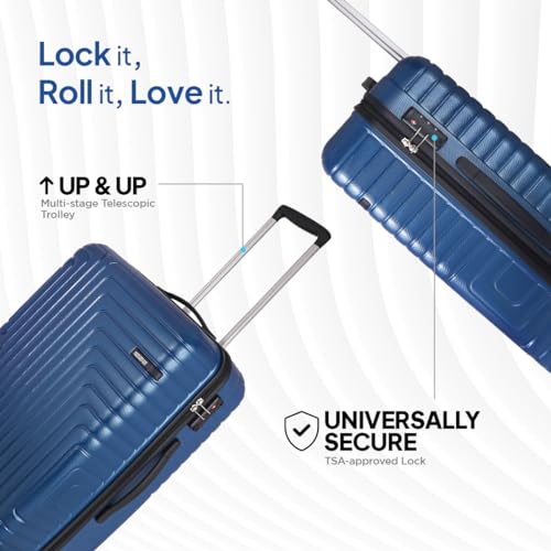 American Tourister Ivy Nxt 3PCSET 4 Spinner Wheels Hard Luggage Polycarbonate Check-in Trolley Bags for Travel with Mounted TSA Lock for Unisex - Blue, Small,Medium, Large, 79 cm