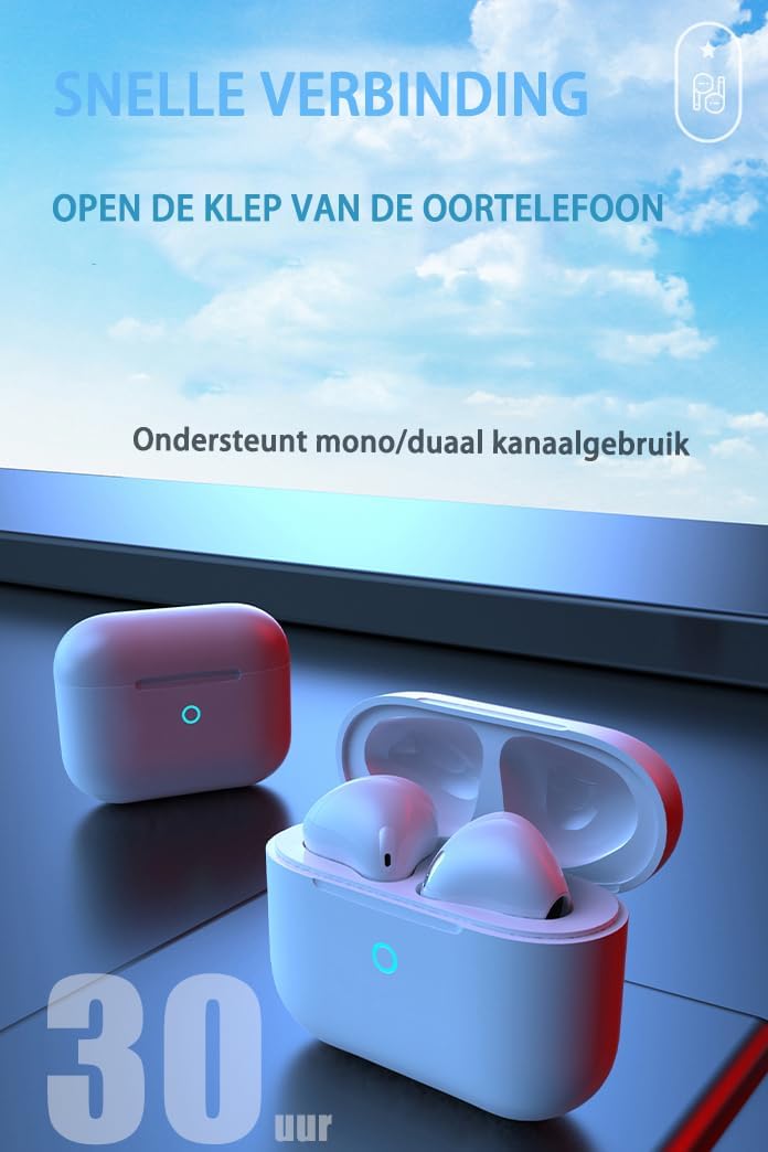 Draadloze Oortjes, ENC Ruisonderdrukkende Draadloze Bluetooth 5.3 Hoofdtelefoon, Draadloze Stereokoptelefoon Met Microfoon, Touch, IPX7 waterdicht, 35 uur speeltijd, Geschikt Voor Sport/Werk