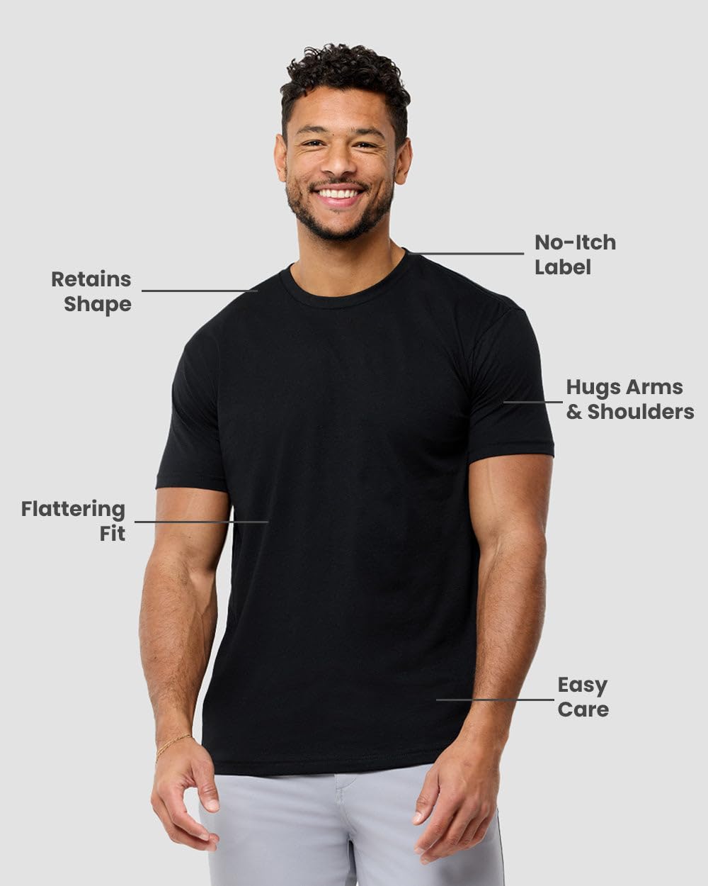 INTO THE AM Men's Plain Tees - Fitted Crewneck T-Shirts Casual Gym Workout Black White Short Sleeve Tshirts Shirts for Men (Black, X-Large)