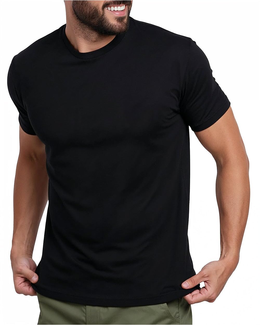 INTO THE AM Men's Plain Tees - Fitted Crewneck T-Shirts Casual Gym Workout Black White Short Sleeve Tshirts Shirts for Men (Black, X-Large)