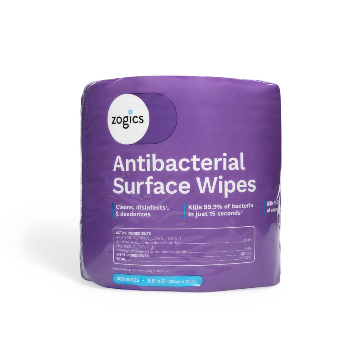 Zogics Antibacterial Disinfecting Wipes, 800 Count Roll