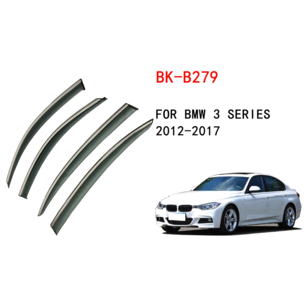 Car Craft Compatible With Bmw 3 Series F30 2012-2019 Rain Shine Side Window Wind Deflectors Rain Sun Guard Door Visor Doorvisor Deflector Visor Shades Ventvisor Strip CC-7675
