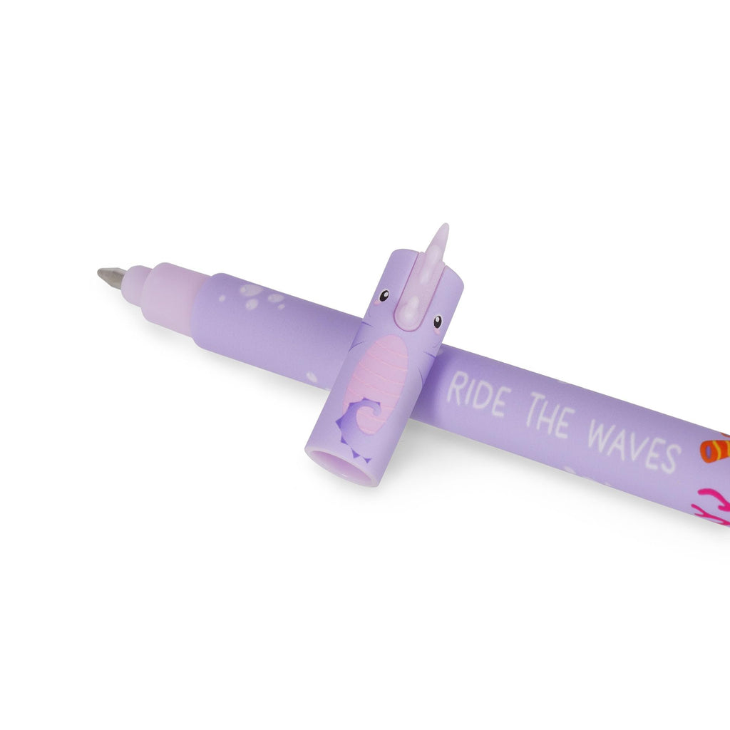 LEGAMI - Set of 3 Erasable Gel Pens, Under the Sea, Pens with Thermosensitive Erase Ink, Turquoise, Black, Purple, Erasable Pen Marine, Erasable Pen Without Consuming the Sheet, 0.7mm Tip