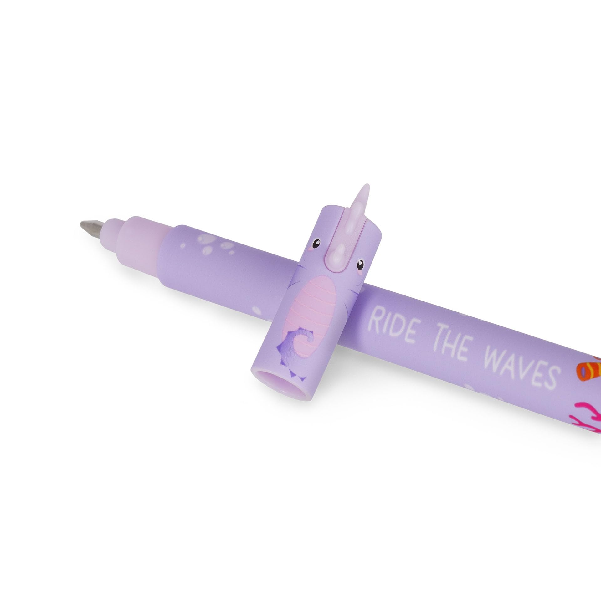 LEGAMI - Set of 3 Erasable Gel Pens, Under the Sea, Pens with Thermosensitive Erase Ink, Turquoise, Black, Purple, Erasable Pen Marine, Erasable Pen Without Consuming the Sheet, 0.7mm Tip