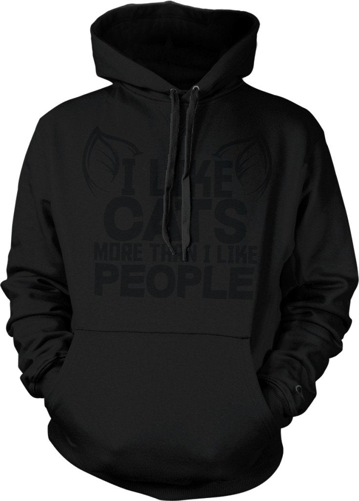 NOFO Clothing Co I Like Cats More Than I Like People, Cat Lover Hooded Sweatshirt
