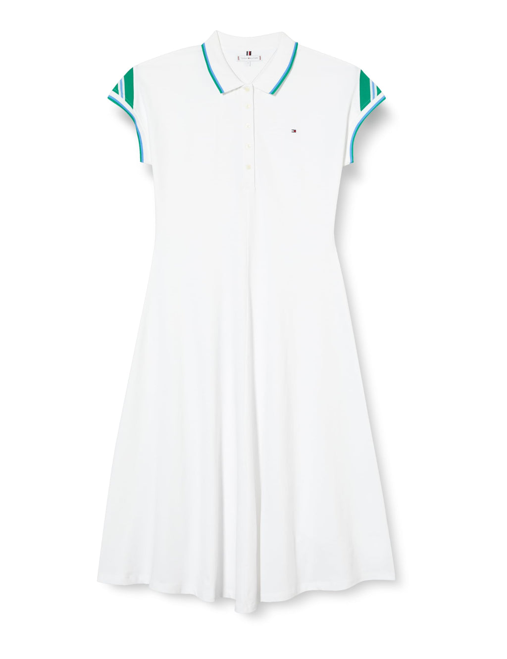 Tommy Hilfiger Vestido Tipo polo Hasta la Rodilla para Mujer, Blanco (Th Optic White), M
