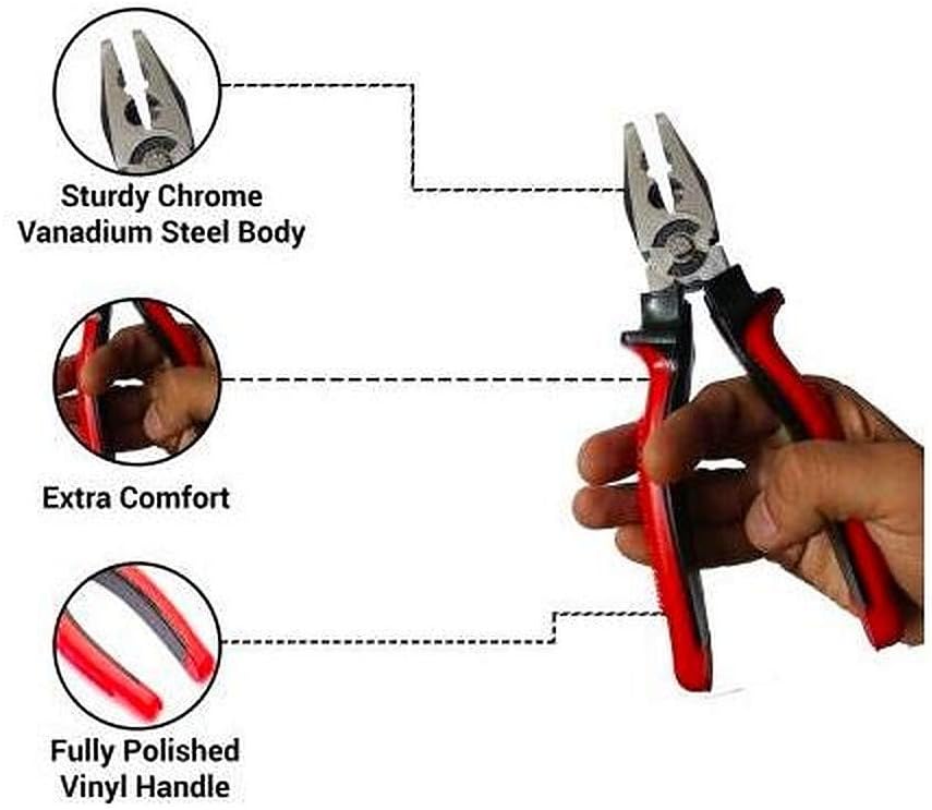 IONIX 2 Type Plier and Wire Cutting Pliers Tools for Electrical Work, Combination Plier Nose and Wire Cutter Player Combo (Multicolour)- 3 Pieces