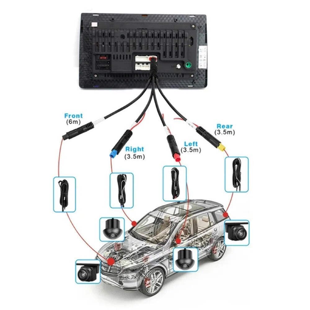 Car Craft Compatible with Android Player 360 Car Camera Panoramic Surround View 1080p Ahd Right+Left+Front+ Rear View Camera System Ahd CC-7793