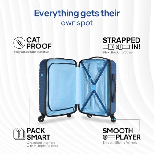 American Tourister Ivy Nxt 3PCSET 4 Spinner Wheels Hard Luggage Polycarbonate Check-in Trolley Bags for Travel with Mounted TSA Lock for Unisex - Blue, Small,Medium, Large, 79 cm