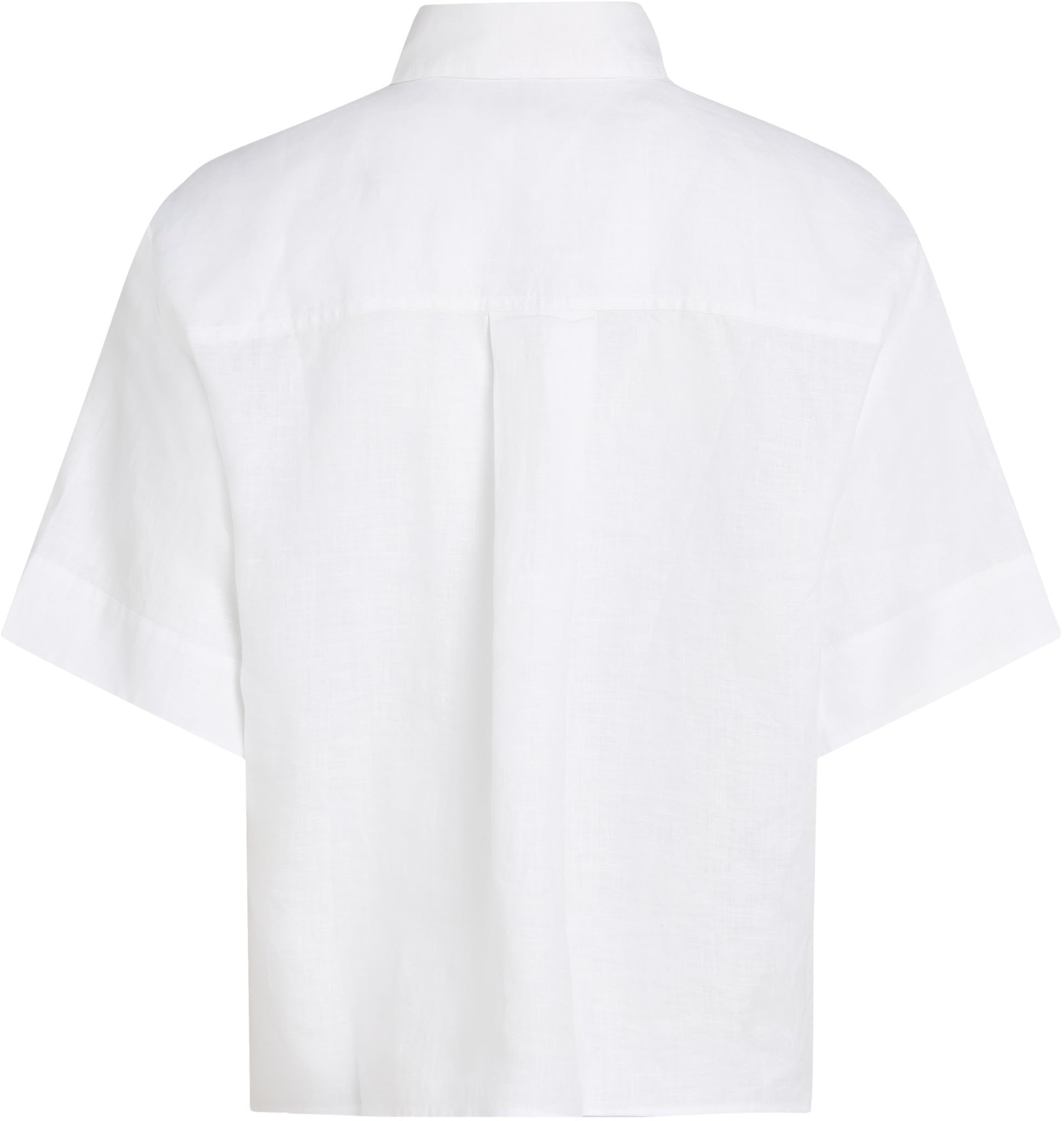 Tommy Hilfiger Camisa Mujer Linen Relaxed de manga corta, Blanco (Th Optic White), 44