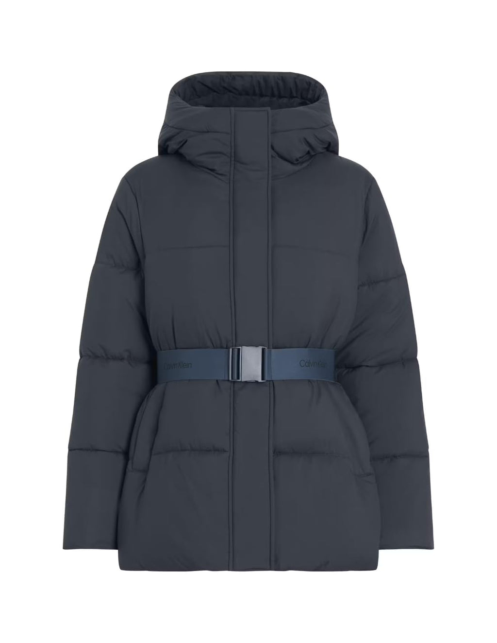 Calvin Klein Cazadora acolchada Mujer Logo Belt Short Puffer con cinturón, Azul (Ink), S