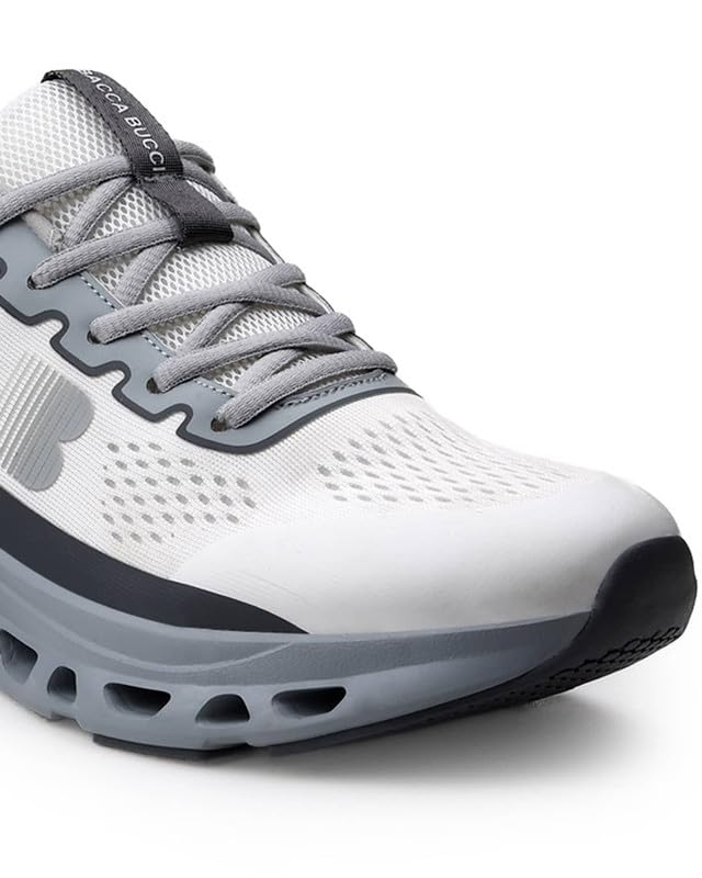 Bacca Bucci Balance Men’s Sports Sneakers | Ultra-Light Jacquard Running Shoes with Cushioned Rebound Sole Stone Grey UK 7