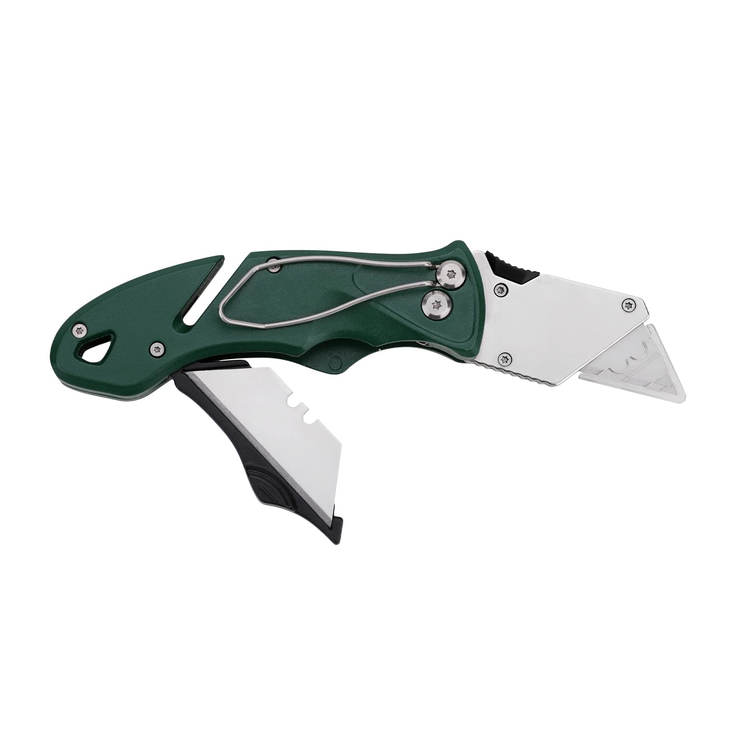 Amazon Basics Heavy Duty Folding Utility Knife with Belt Cutter and Blade Storage
