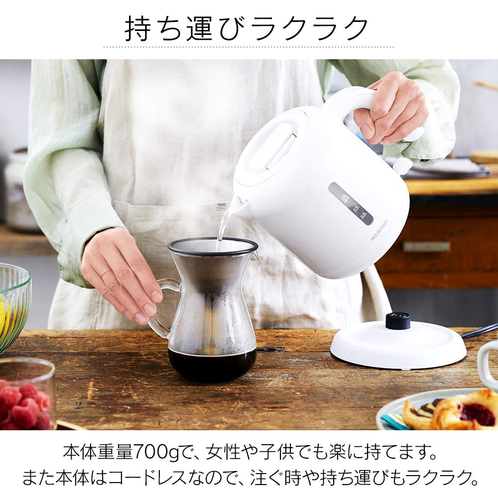 Iris Ohyama IKEB-800-W Kettle, Basic Type, White