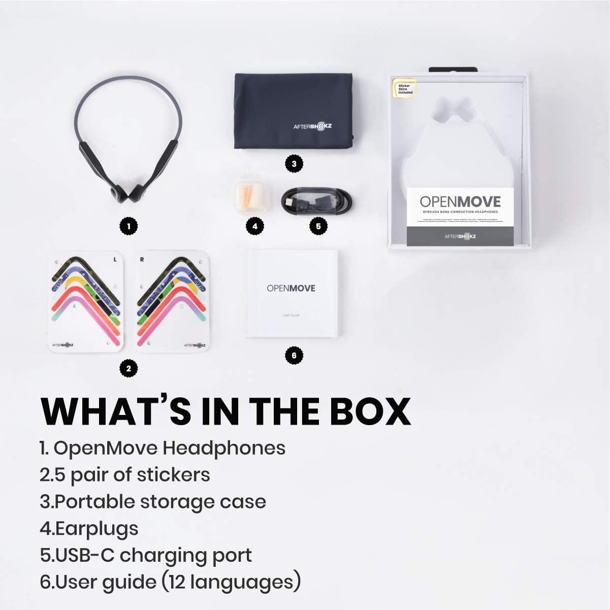 Aftershokz Openmove Open Ear Headphones Slate Grey Openmove Open Ear Headphones Slate Grey, 17 x 14 x 7 cm; 322.05 Grams