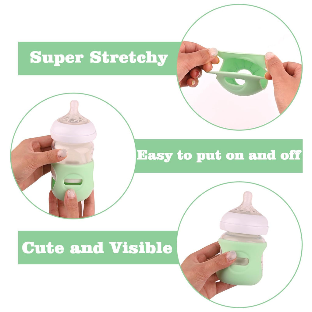3 Pack Silicone Sleeves for Philips Avent Natural Glass Baby Bottles, Shatter Proof Natural Silicone Bottle Sleeve Compatible Philips Avent Glass Natural Baby Bottle，BPA Free (4oz)