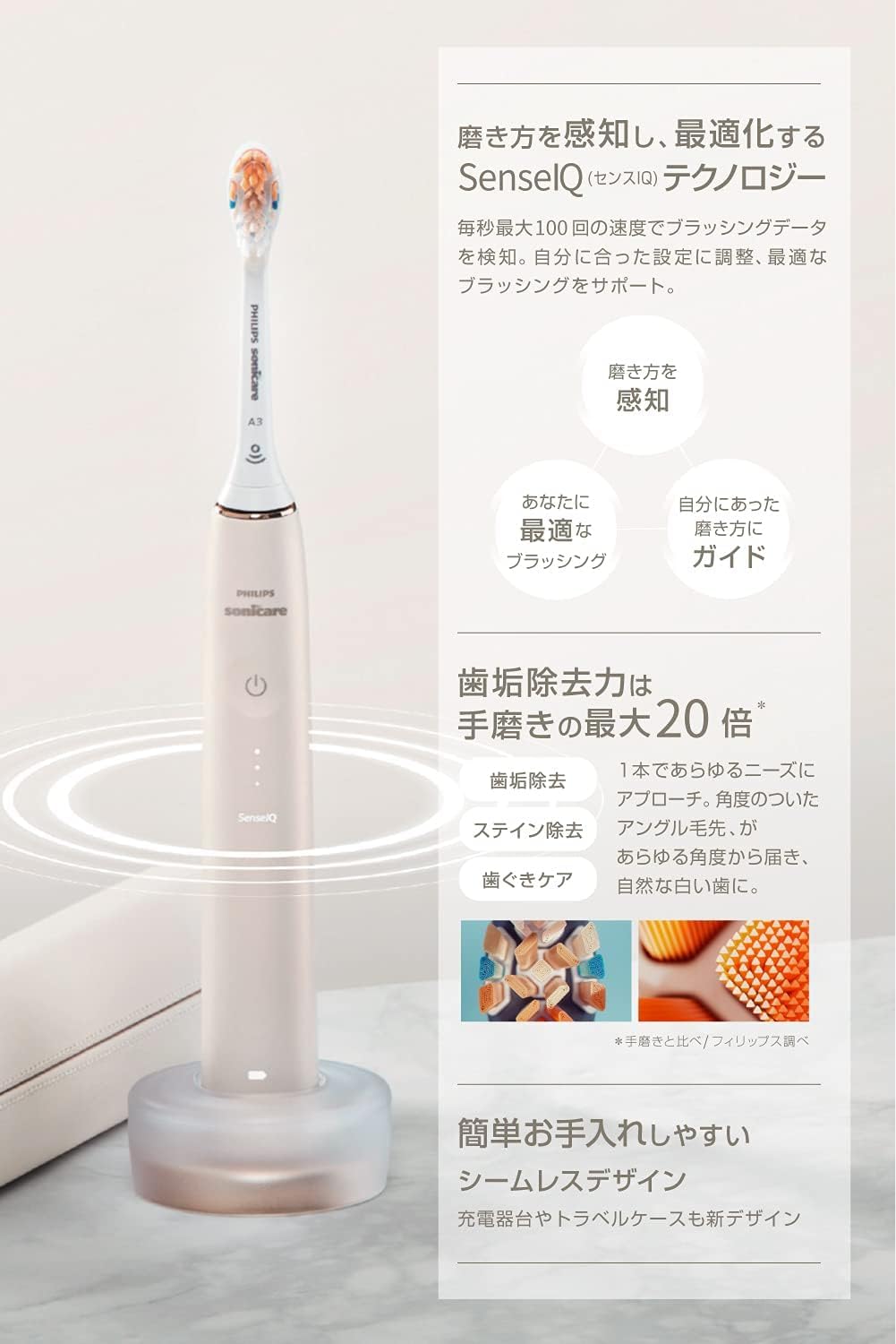 Philips Sonicare HX9992/21 9900 Prestige Electric Toothbrush, White, App Linked, Champagne, Travel, Portable, Travel Case