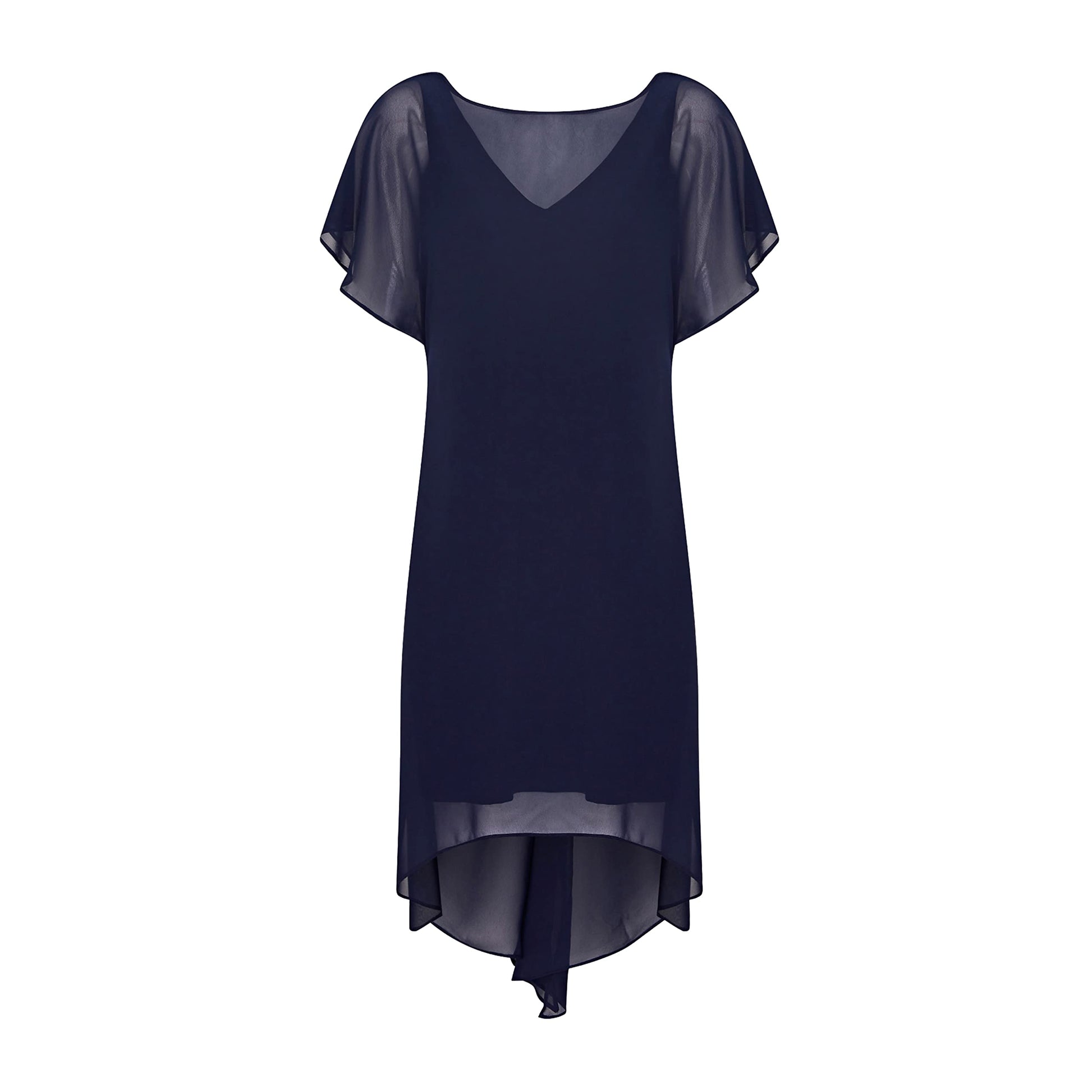Adrianna Papell Chiffon Overlay Short Dress Vestido de cóctel, Azul Marino, XL para Mujer