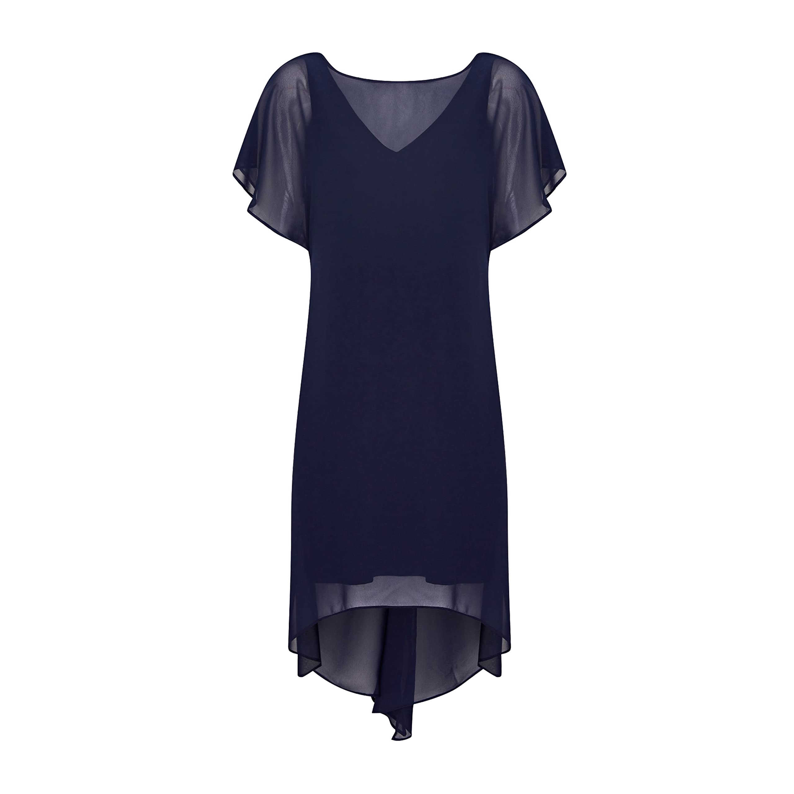 Adrianna Papell Chiffon Overlay Short Dress Vestido de cóctel, Azul Marino, XL para Mujer