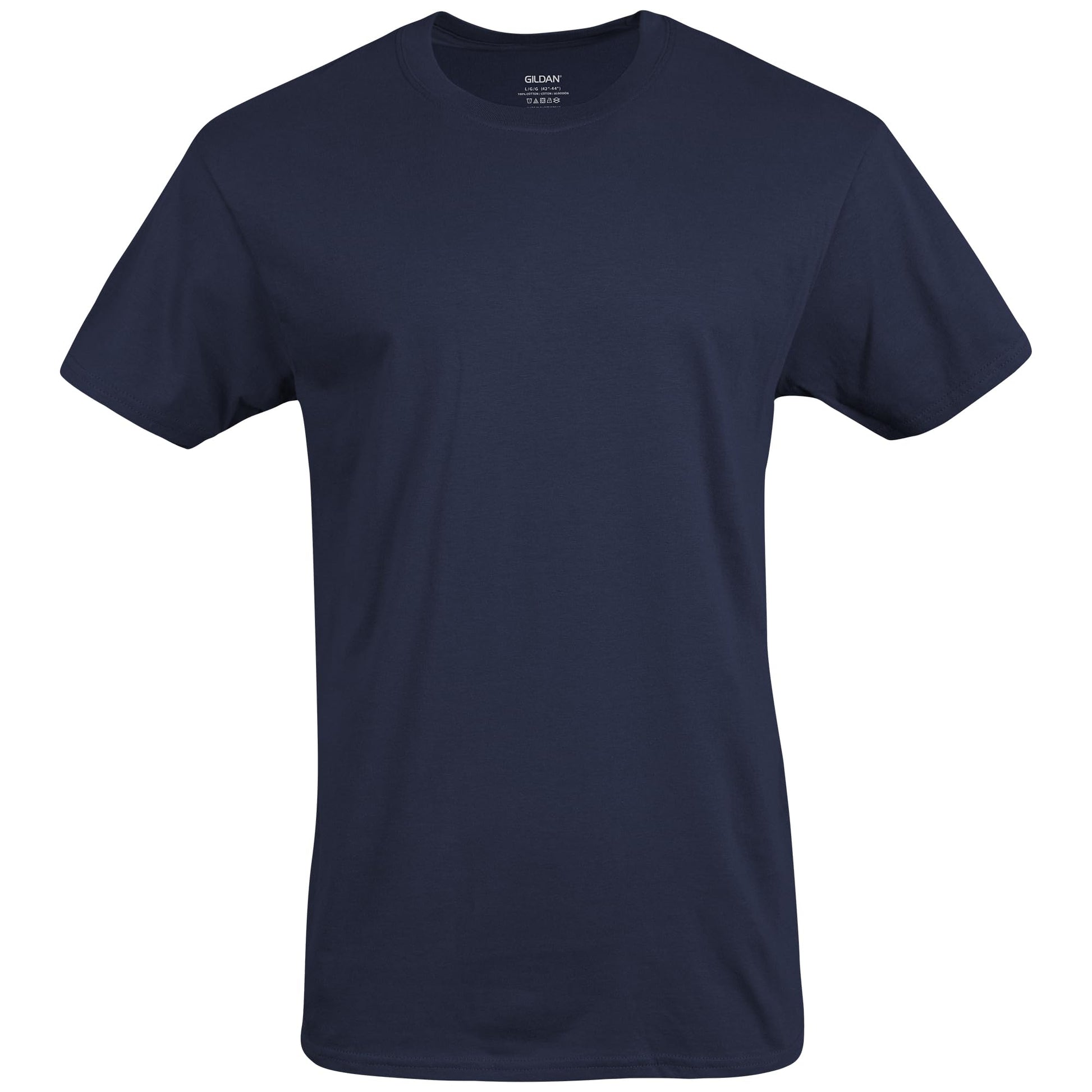 Gildan Men's Crew T-Shirts, Multipack, Style G1100, Navy/Heather Navy/Indigo Blue (5-Pack), Large