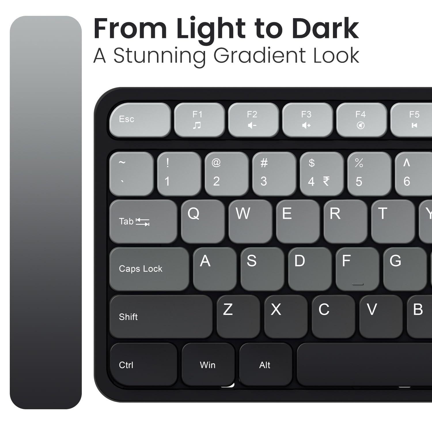 Portronics Key11 Combo Rechargeable Wireless Keyboard and Mouse Set, Bluetooth 5.3&2.4GHz Wireless,Type-C Fast Charging,Gradient Keys, Noiseless Typing, High Precision Mouse, for PC&Laptop(Grey)
