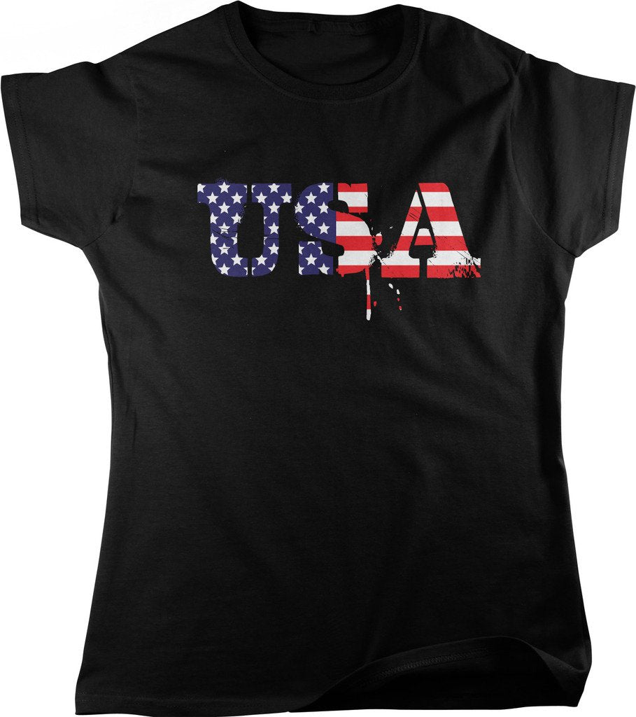 NOFO Clothing Co USA, Red White Blue, US Flag, American Pride, Stars and Stripes Women's T-Shirt