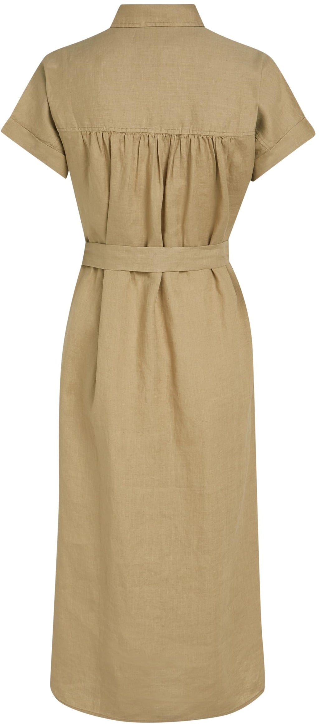 Tommy Hilfiger Vestido camisero Mujer Linen Belted de manga corta, Marrón (Camel), 38