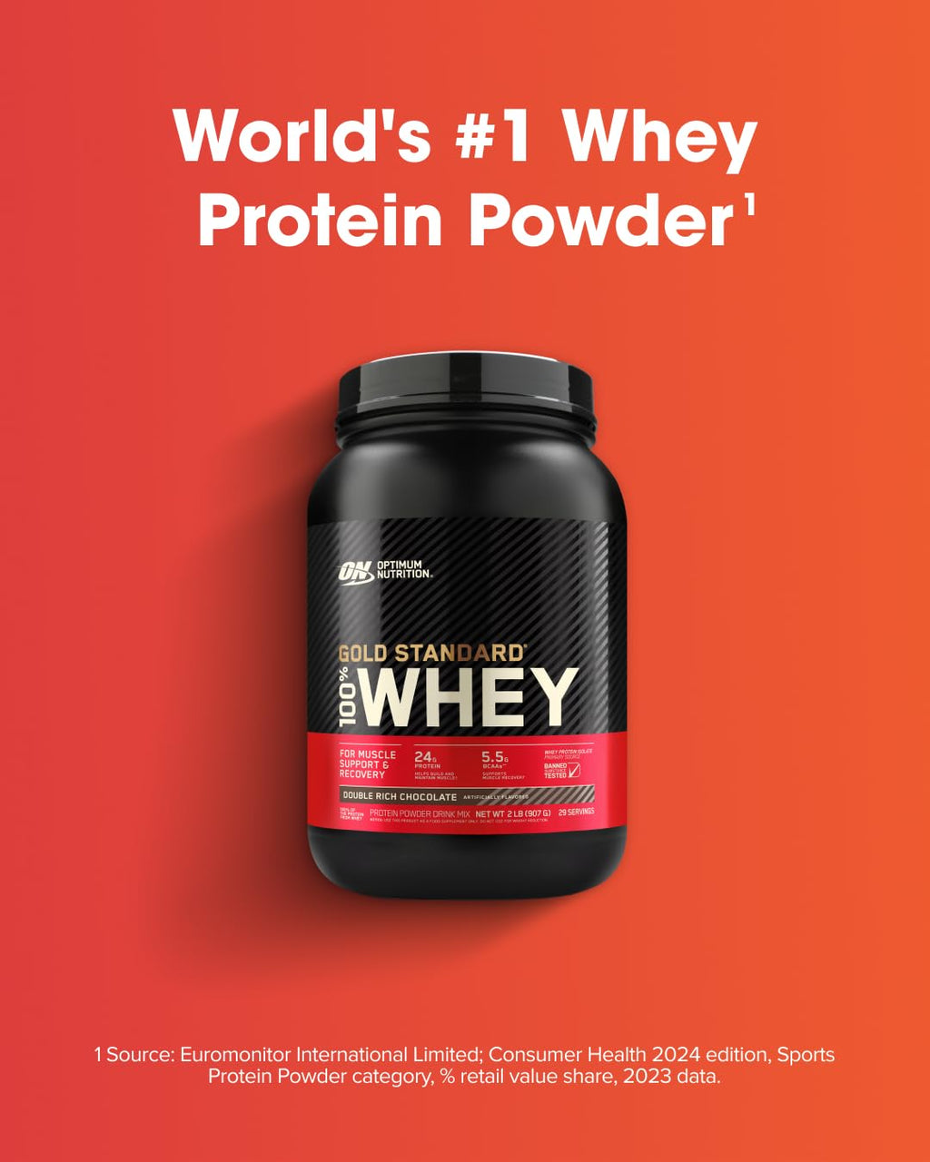Optimum Nutrition ON Gold Standard 100% Whey Protein Primary Source Isolate - Double Rich Chocolate, 2 Lbs + ON Micronized Creatine Monohydrate Powder - Unflavored, 300 Grams