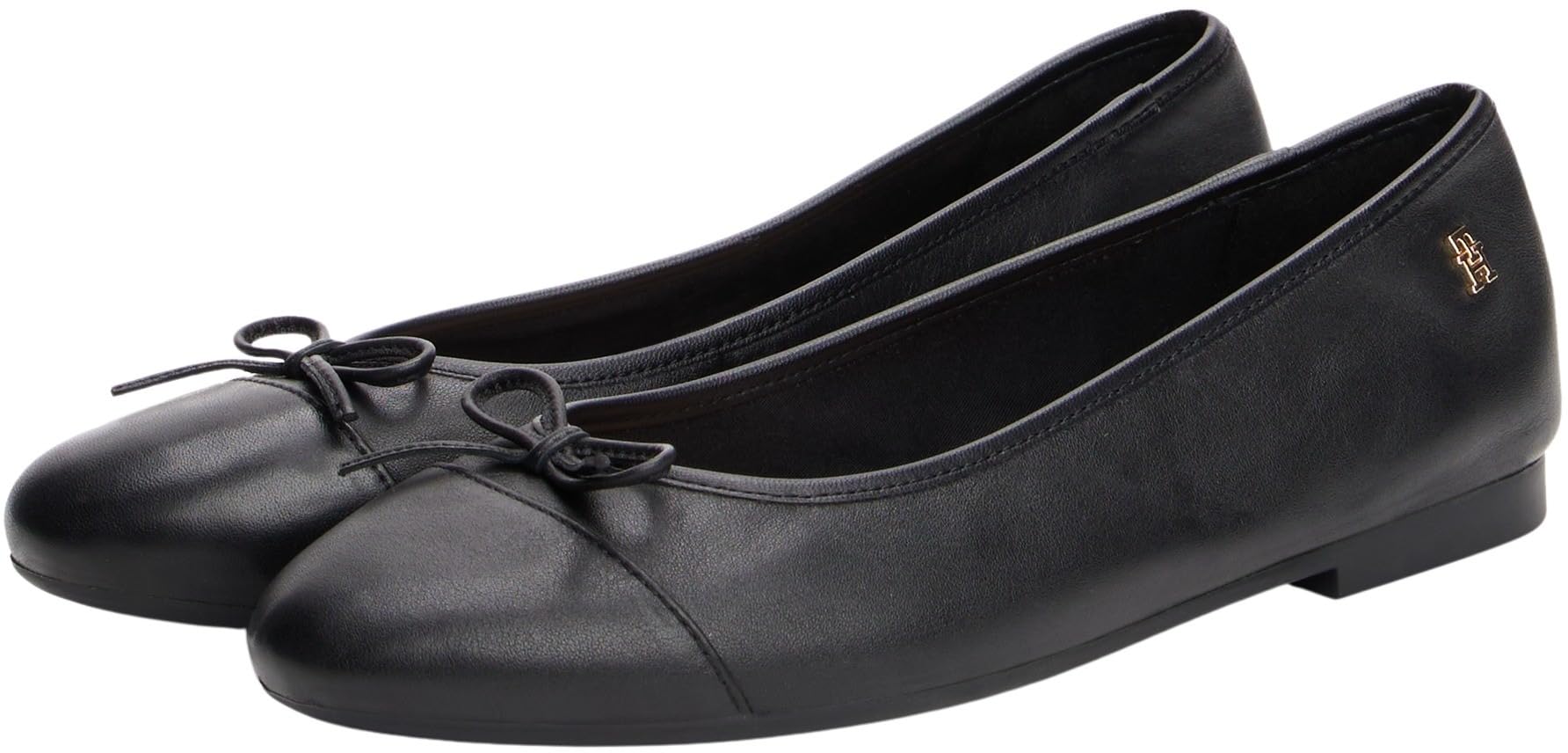 Tommy Hilfiger Bailarinas Mujer Toe Cap de Piel, Negro (Black), 39
