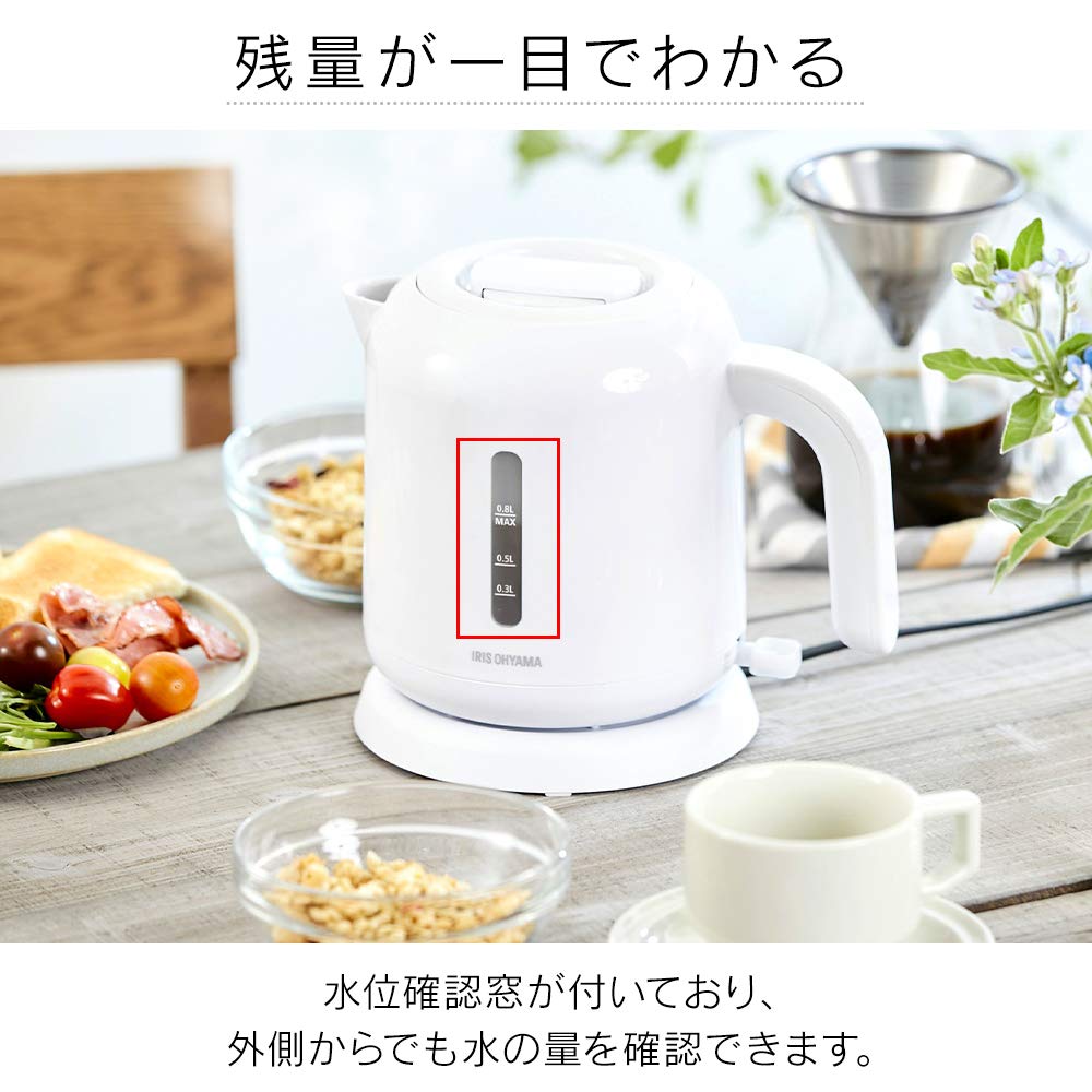Iris Ohyama IKEB-800-W Kettle, Basic Type, White