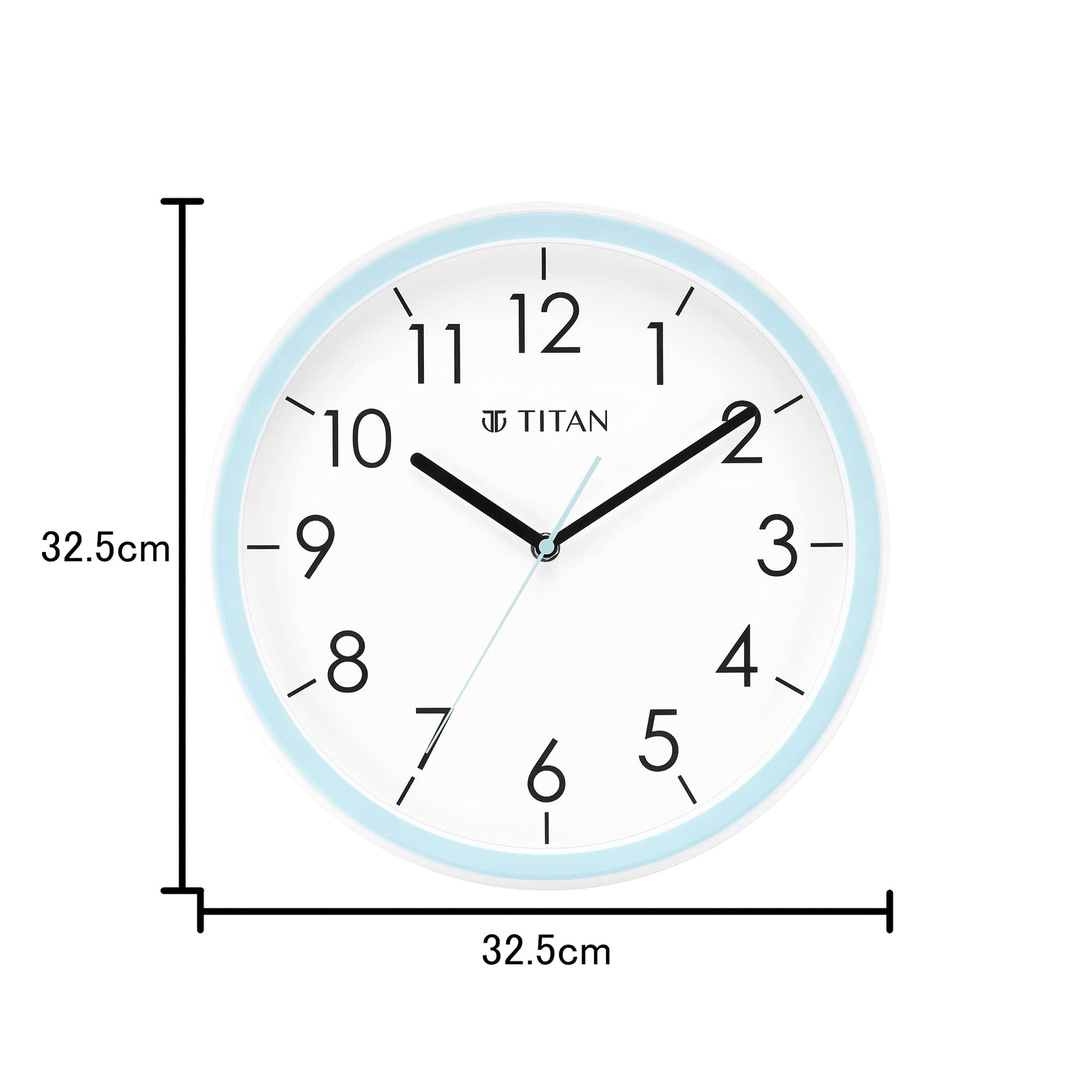 Titan Contemporary Blue Wall Clock with White Dial, Minimal Design, Silent Sweep, Model W0055PA02 | 32.5 cm x 32.5 cm x 5.0 cm
