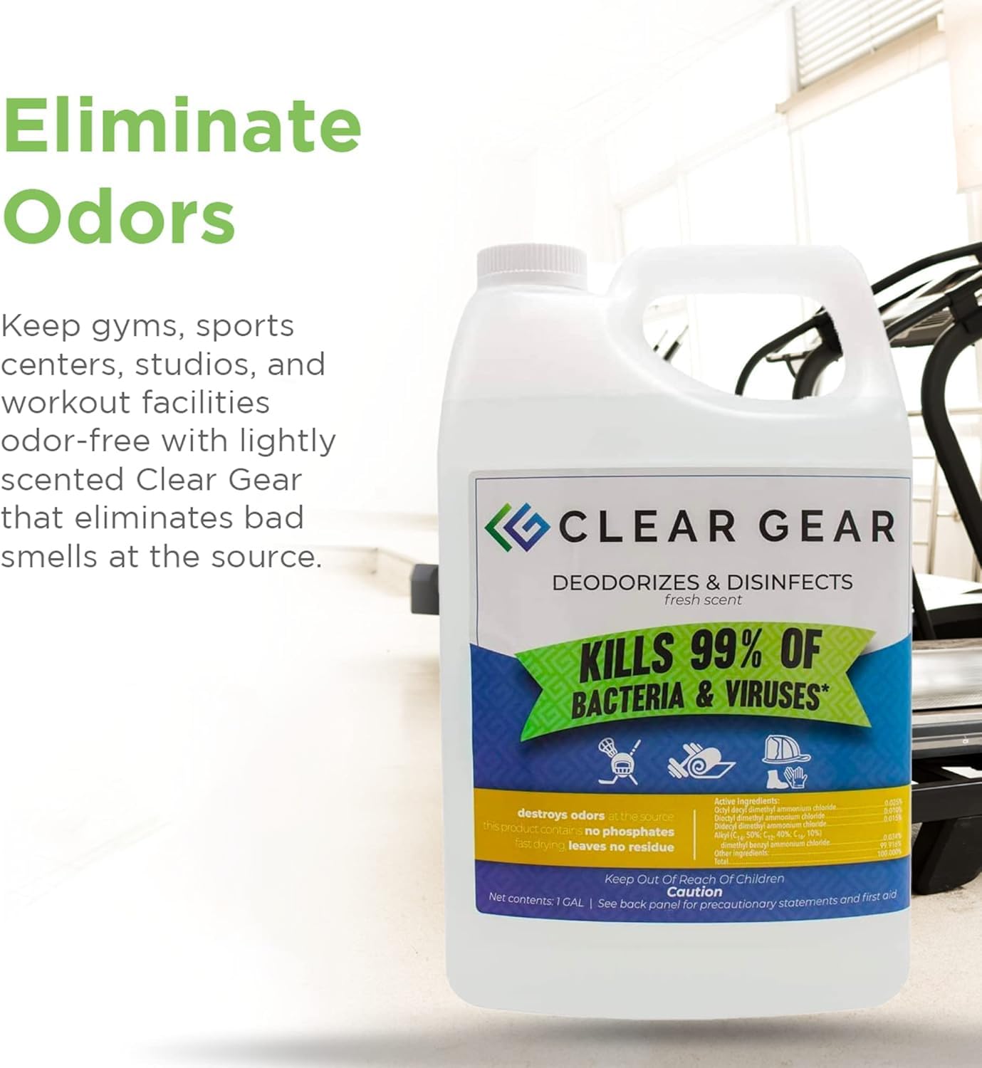 Clear Gear Disinfectant and Deodorizer for Sports Equipment 1 Gallon Bottle