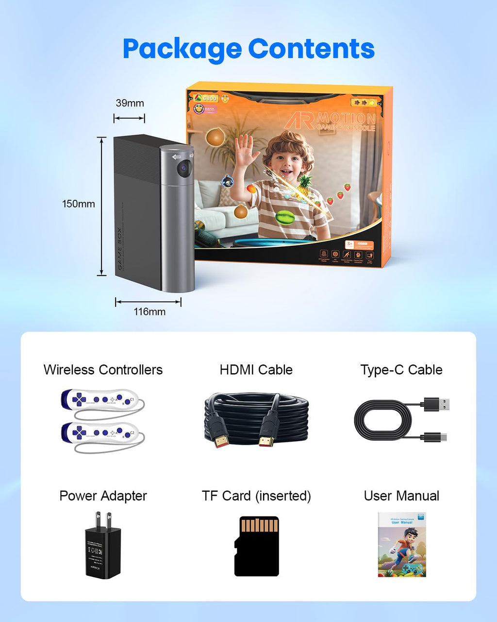 MetFut AR Motion Consola de juegos - Sistema de videojuegos Plug & Play para niños y familias. Ideal para juegos físicos en interiores, diversión interactiva familiar, fiestas de juegos, juegos