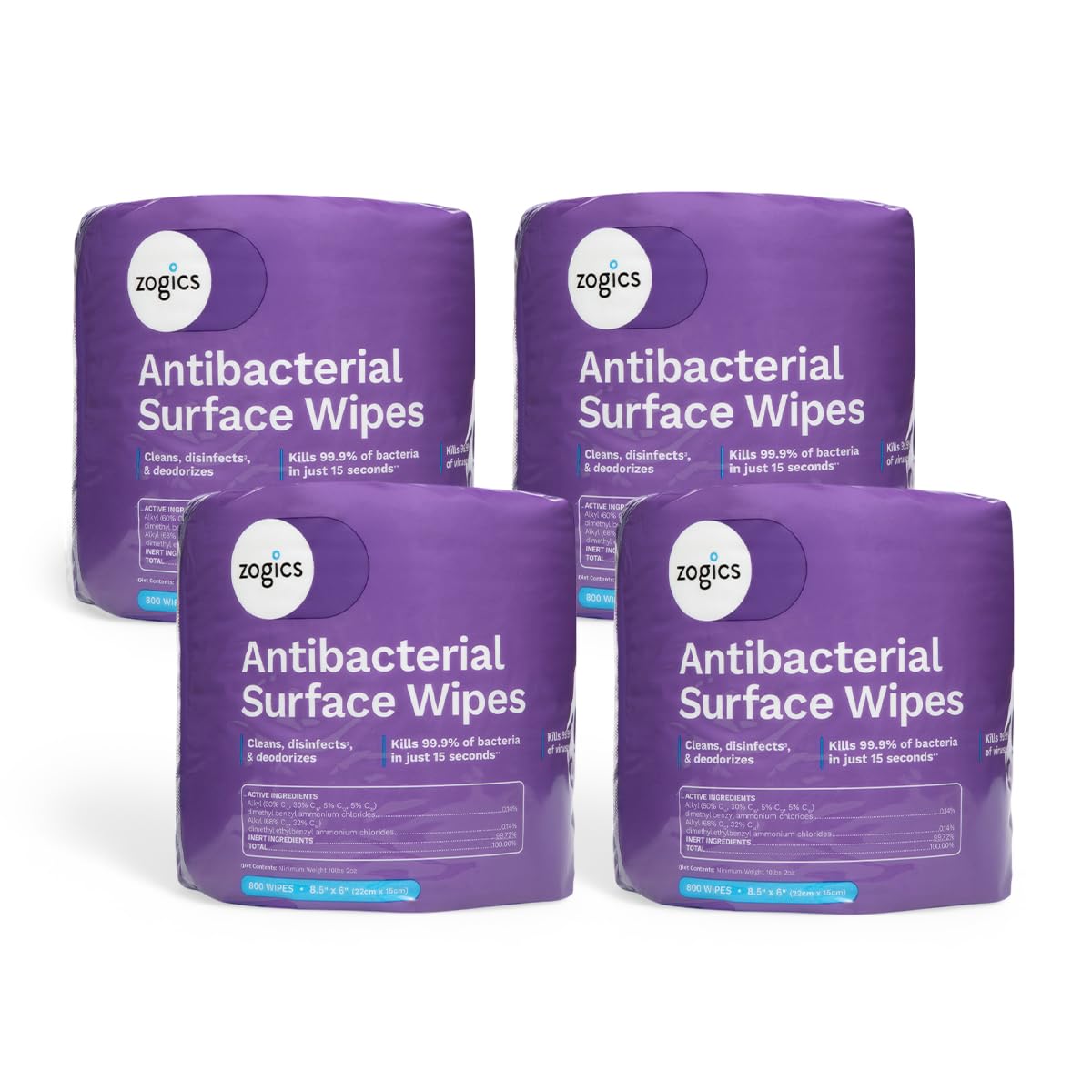 Zogics Antibacterial Disinfecting Wipes, 800 Count Roll