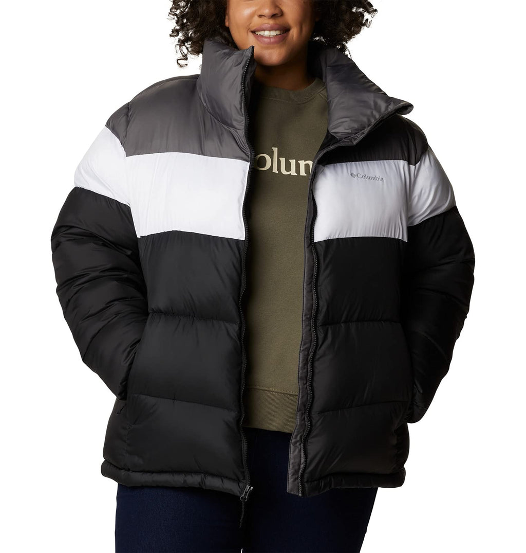 Columbia Mujer Chaqueta Acolchada, Black, White, City Grey, M
