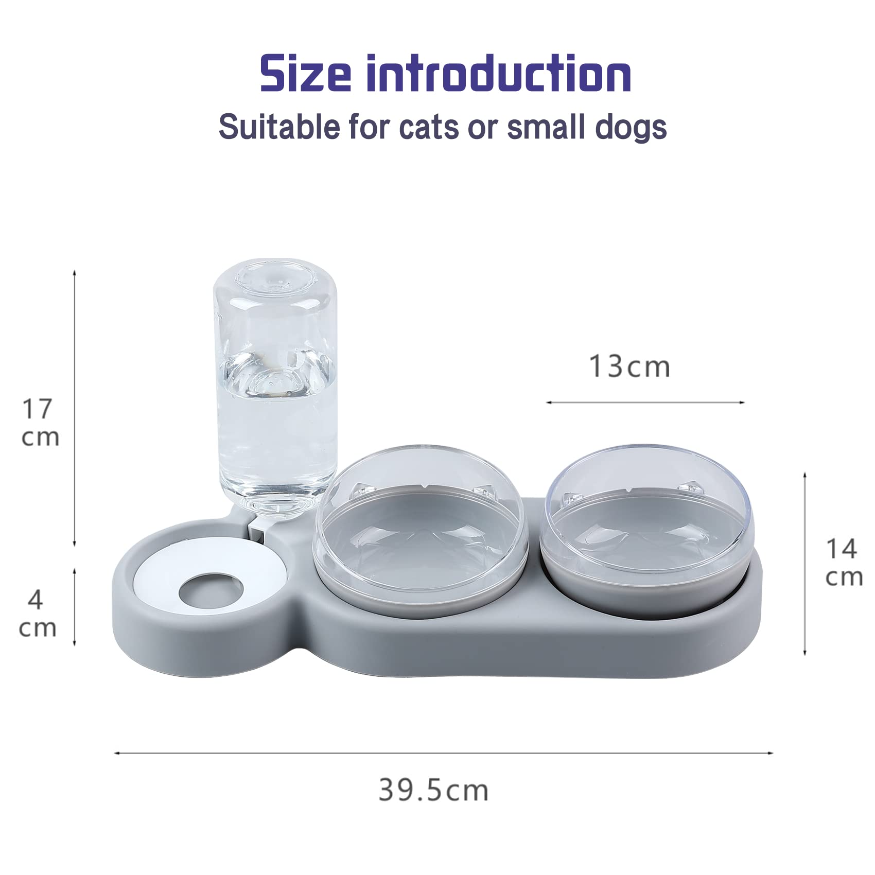 auvstar Cat Bowls,3-in-1 Pet Bowl,Cat Bowls With Stand Tilted 15°,Detachable Pet Bowl for Cats and Dogs,Anti-spill and Adjustable,Pet Food Bowl for Cats and Puppies,Water Bowl