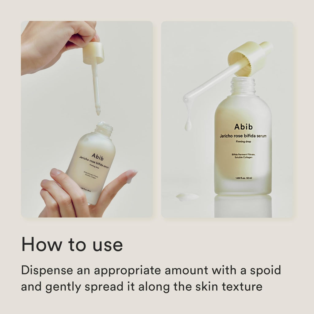 Abib Jericho Rose Bifida Serum Firming Drop 1.69 fl.oz. | Collagen, Peptide, Bakuchiol | Deep Hydration Serum for Dry Skin, Barrier Strength & Skin Bounce | Korean Skincare